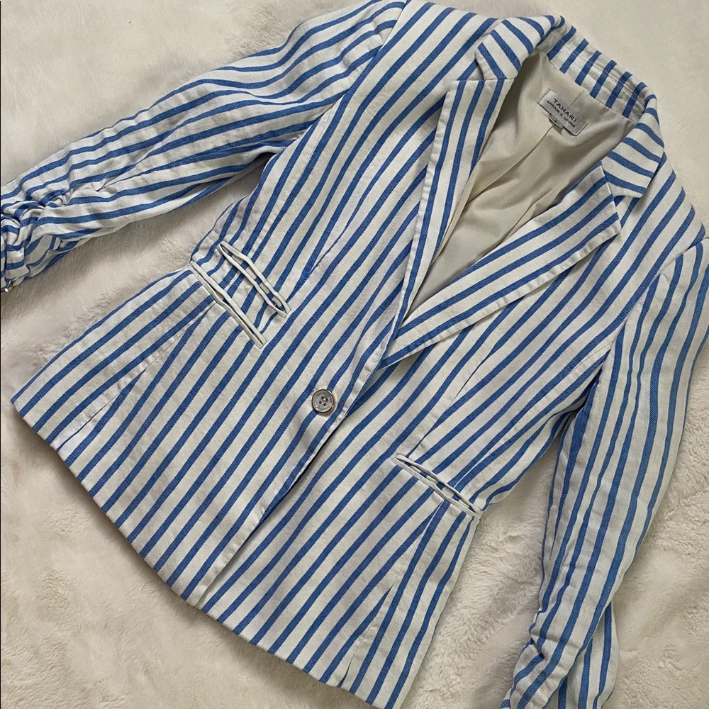 Tahari striped blazer (white and blue)